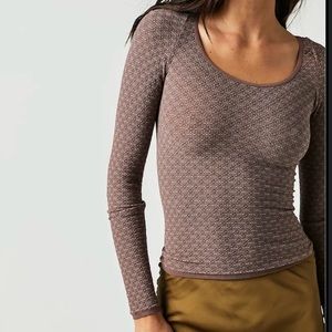 Free people love letter long sleeve in dark mushroom m/l never worn